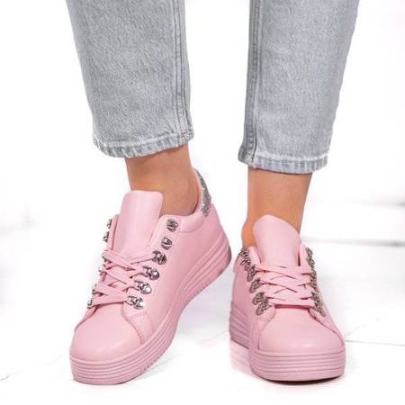 OUTLET Růžové tenisky s leskem Rica - obuv