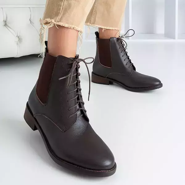 OUTLET Tmavě hnědé šněrovací boty Chelsea od firmy Veto - Footwear