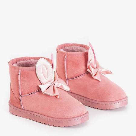 OUTLET Tmavě růžové dětské sněhové boty s dekoracemi Mera - Obuv