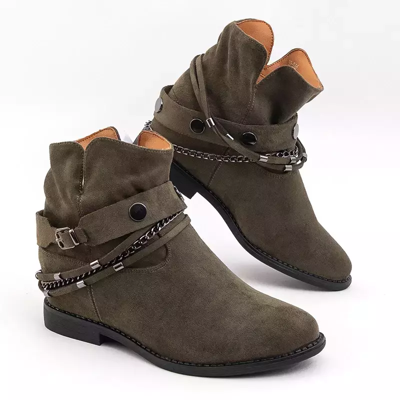 OUTLET Zelené dámské kovbojské boty na klínku Anthe - Boty