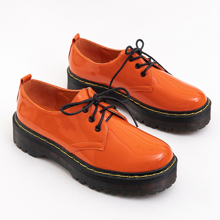 Oranžové dámské lakované šněrovací boty Belita - Obuv