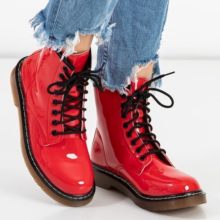 Ormella dámské červené šněrovací kotníkové boty - boty