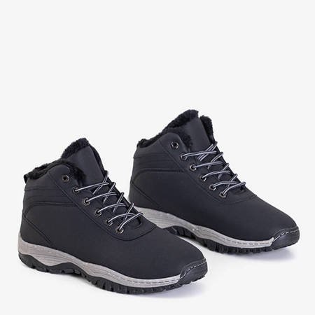 Pánské černé zateplené trekingové boty se šedou podrážkou Radomirio - obuv