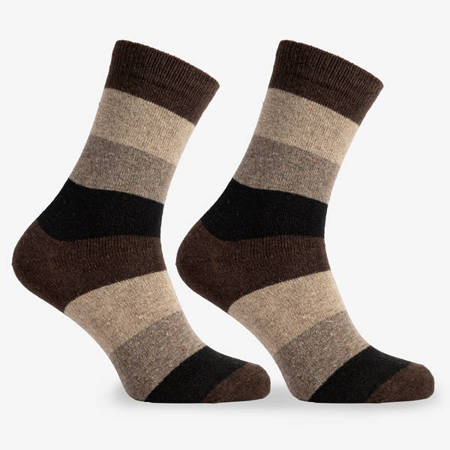 Pánské hnědé pruhované ponožky 3 / balení - ponožky