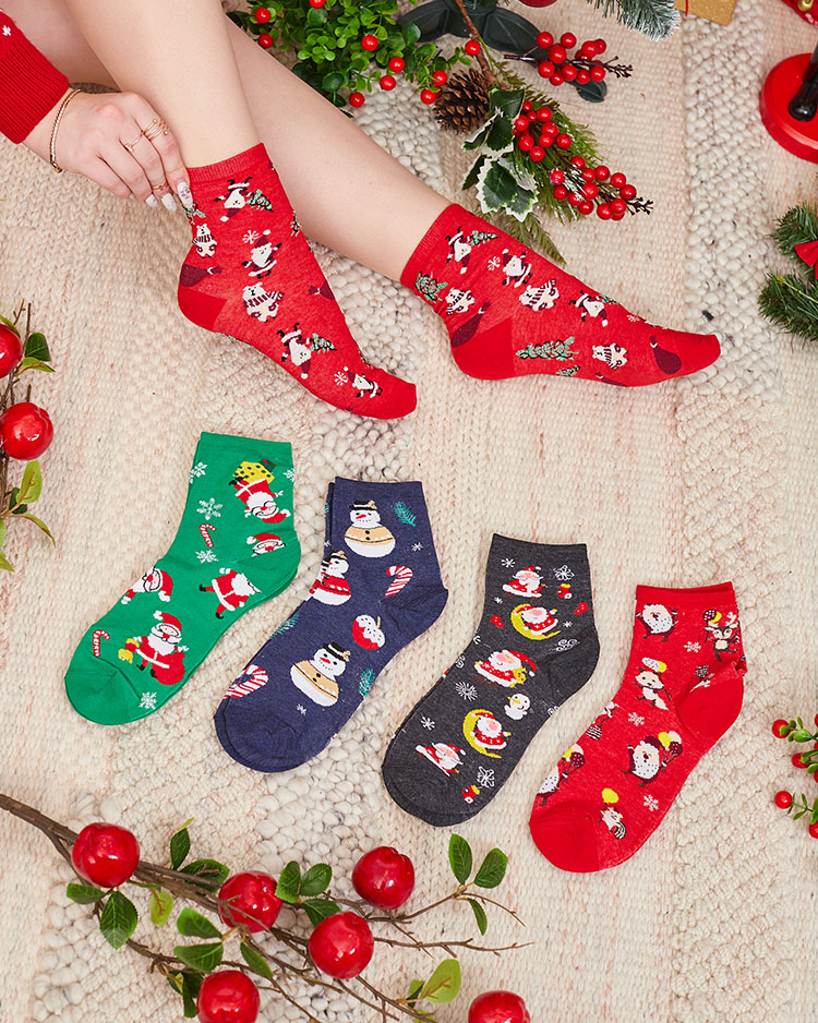 Royalfashion Vánoční dámské dlouhé ponožky 5 ks