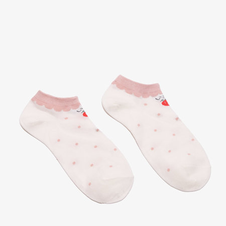 Růžové a krémové dámské jahodové ponožky - Spodní prádlo