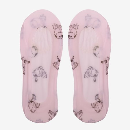 Růžové dámské balerínky s potiskem - Ponožky
