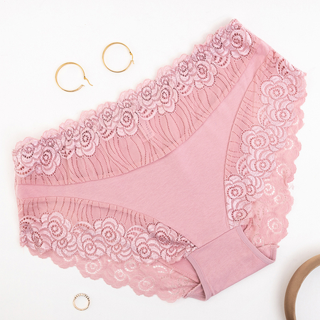 Růžové dámské kalhotky s krajkou PLUS VELIKOST - Spodní prádlo