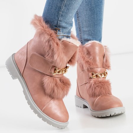 Růžové dámské sněhové boty s kožešinou Enila - Obuv