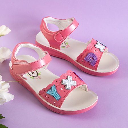Růžové dětské sandály na suchý zip od Yksa - Obuv
