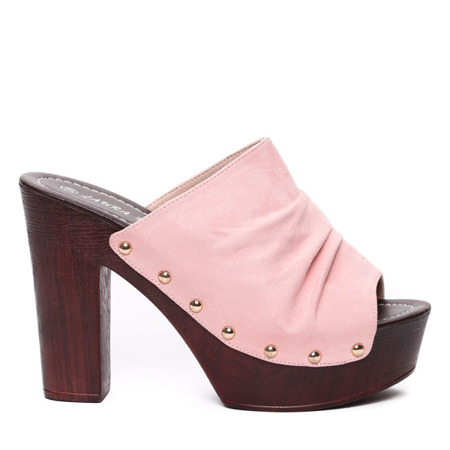 Růžové pantofle na sloupku Louise - Obuv