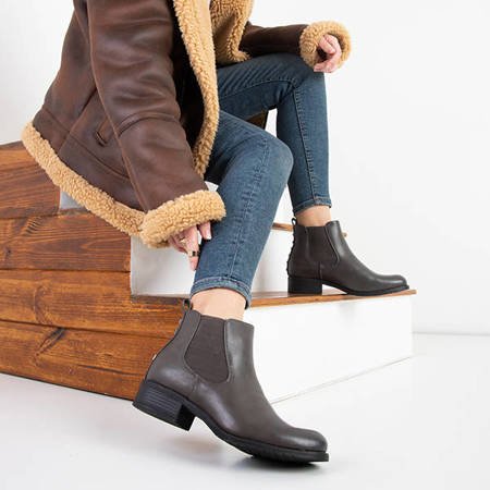 Šedé dámské boty Chelsea s cvočky Cira - obuv