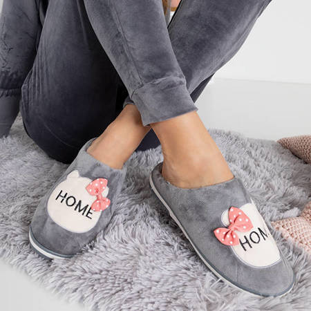 Šedé dámské pantofle s dekoracemi Homyu - obuv
