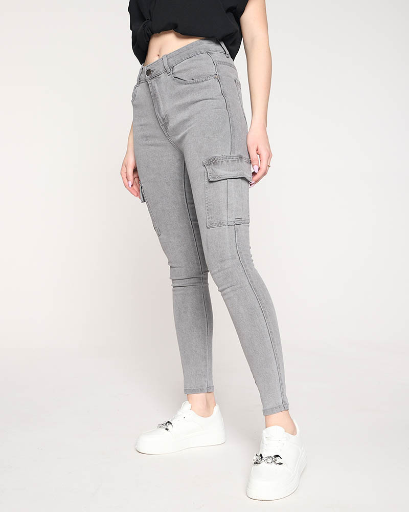 Šedé dámské úzké džíny - Oblečení