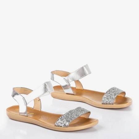 Stříbrné dámské ploché sandály Brocella - Obuv 1