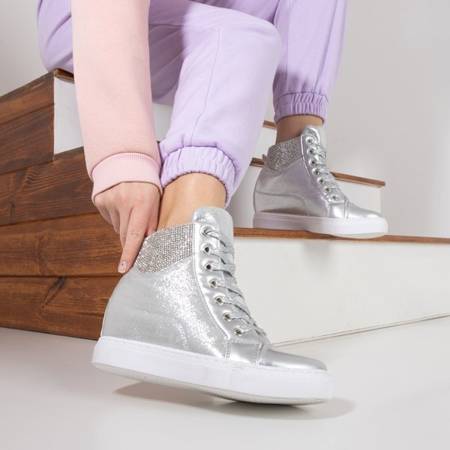 Stříbrné tenisky s vnitřním klínem Beatrice - obuv