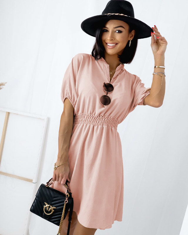 Světle růžové pudrové dámské jemné šaty - Oblečení
