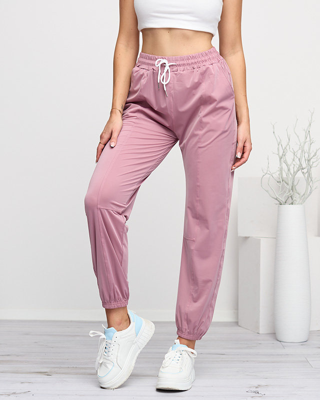 Tmavě růžové dámské joggery - Oblečení