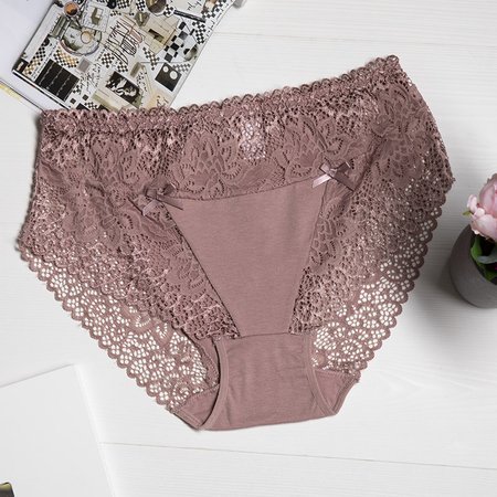 Tmavě růžové krajkové dámské kalhotky PLUS SIZE - Spodní prádlo