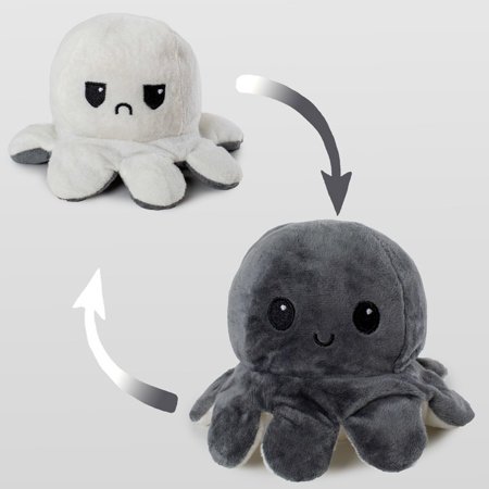 Tmavě šedá béžová plyšová hračka s chobotnicí