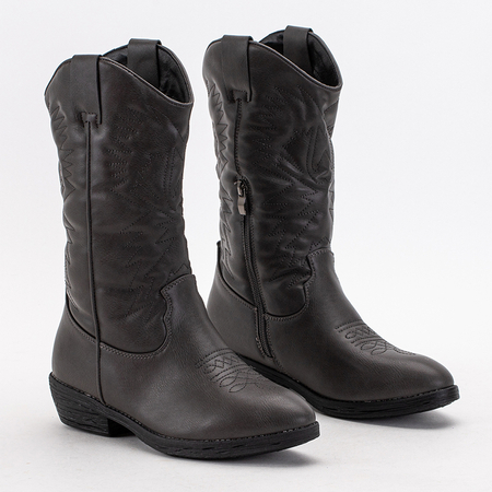 Tmavě šedé dámské kovbojské boty z ekokůže Vetika - Obuv