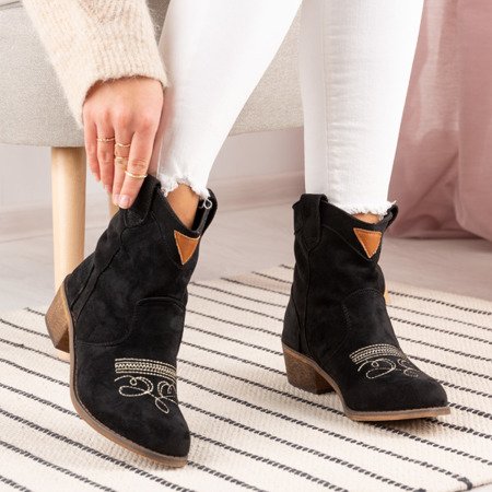 Toronto černé nízký podpatek kovbojské boty - Obuv