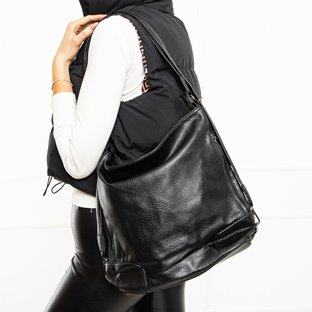 Velká černá dámská kabelka - batoh z eko kůže - Doplňky