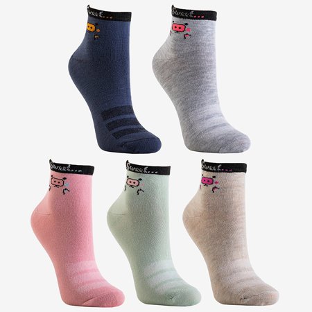 Vícebarevné dámské kotníkové ponožky 5 / balení - Ponožky