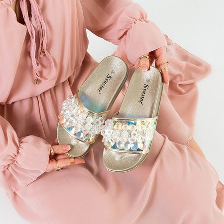 Zlaté dámské sandály s kameny Halpasi - obuv
