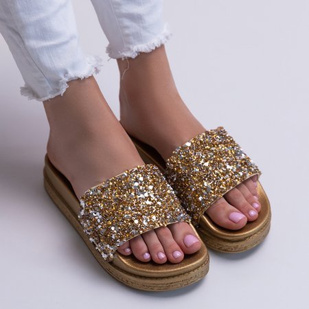 Zlaté dámské sandály se zirkony Aisidora - obuv