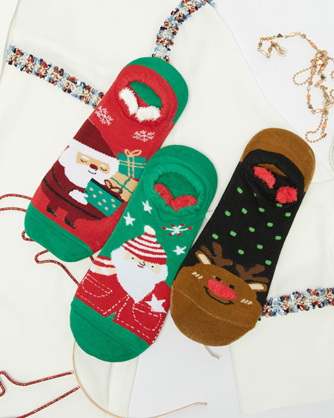 Barevné dámské vánoční ponožky s potiskem 3/bal - spodní prádlo
