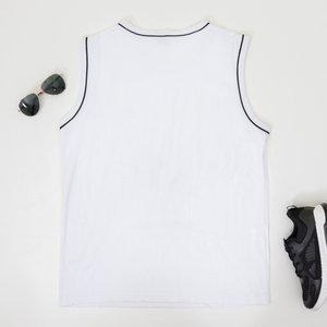 Bavlněné bílé pánské tričko bez rukávů - Oblečení