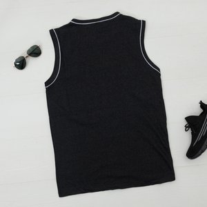Bavlněné černé pánské tričko bez rukávů - oblečení