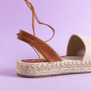 Béžové a růžové dámské vázané sandály Blisis - obuv