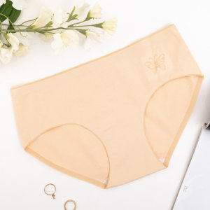 Béžové bavlněné dámské kalhotky s motýlkem - Spodní prádlo