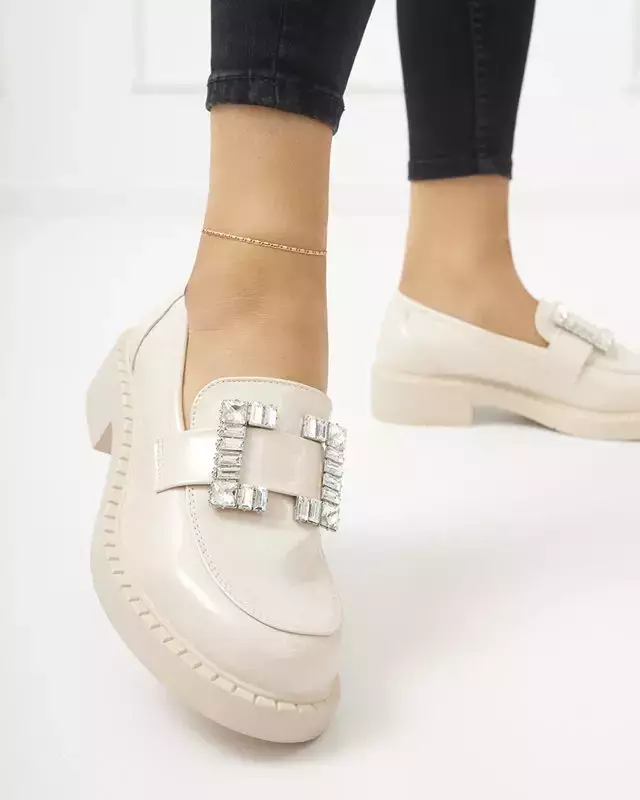 Béžové dámské boty s krystaly Larri - Obuv