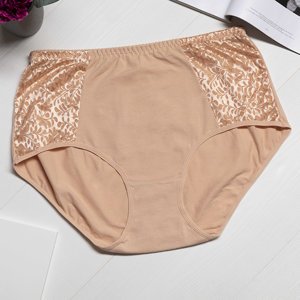 Béžové dámské kalhotky s krajkou PLUS SIZE - Spodní prádlo