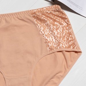 Béžové dámské kalhotky s krajkou PLUS SIZE - Spodní prádlo