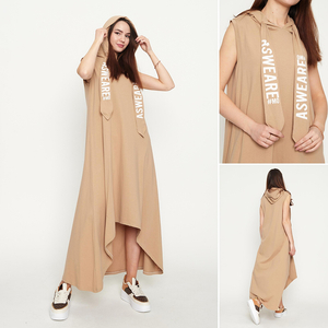 Béžové dámské mikinové šaty - Oblečení