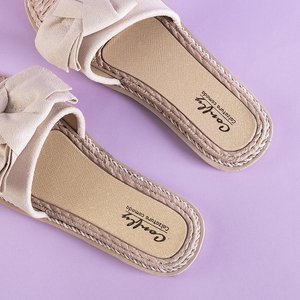 Béžové dámské pantofle s mašlí Foas - obuv