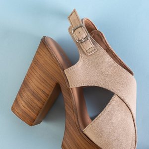 Béžové dámské sandály na vysokém sloupku Inga - Footwear