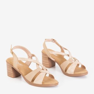 Béžové dámské sandály na vyšším podpatku Weronics - Shoes