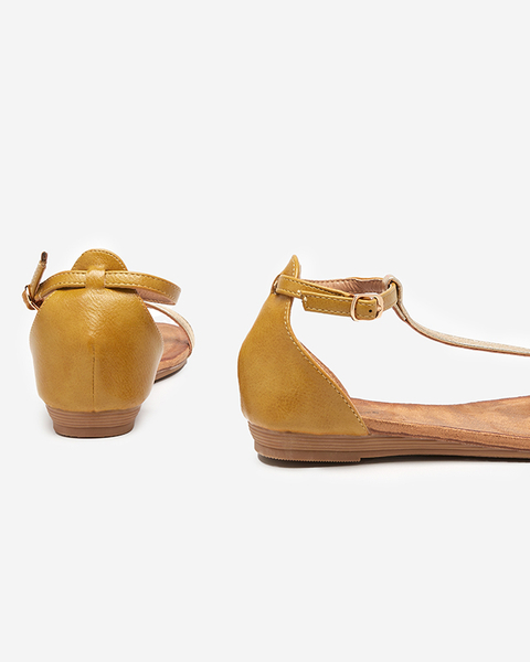 Béžové dámské sandály s eko semišovou vsadkou Selione - Boty
