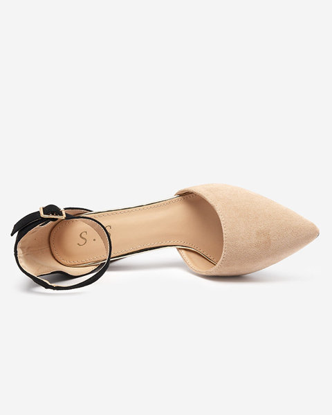 Béžové sandály na sloupku s módním vzorem Herino - Obuv