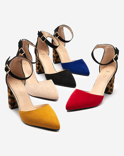 Béžové sandály na sloupku s módním vzorem Herino - Obuv