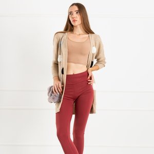 Béžový dámský svázaný svetr s barevnými špendlíky - Oblečení