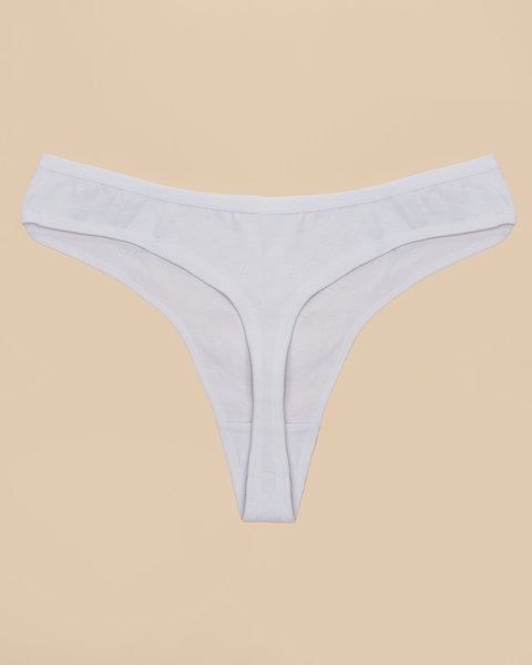 Bílá bavlněná dámská jednobarevná tanga tanga s potiskem - Spodní prádlo