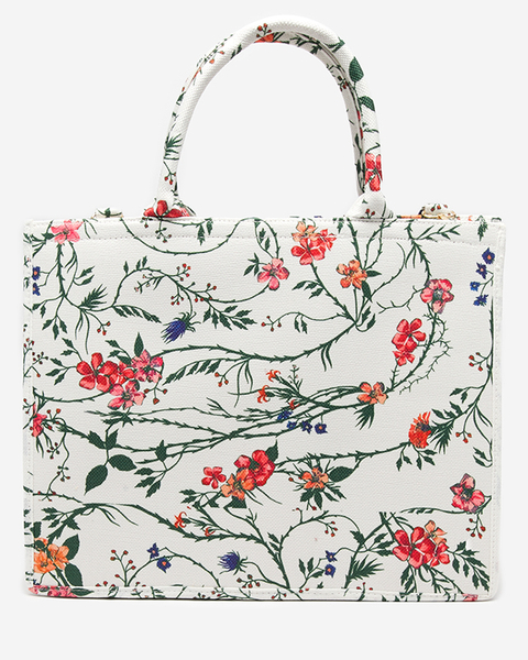 Bílá dámská nákupní taška s květinovým potiskem - Příslušenství
