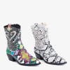 Bílé a černé dámské kovbojské boty s dekoracemi Ciarra - obuv
