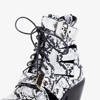 Bílé a černé dámské kovbojské boty s přezkami Ciarran - obuv